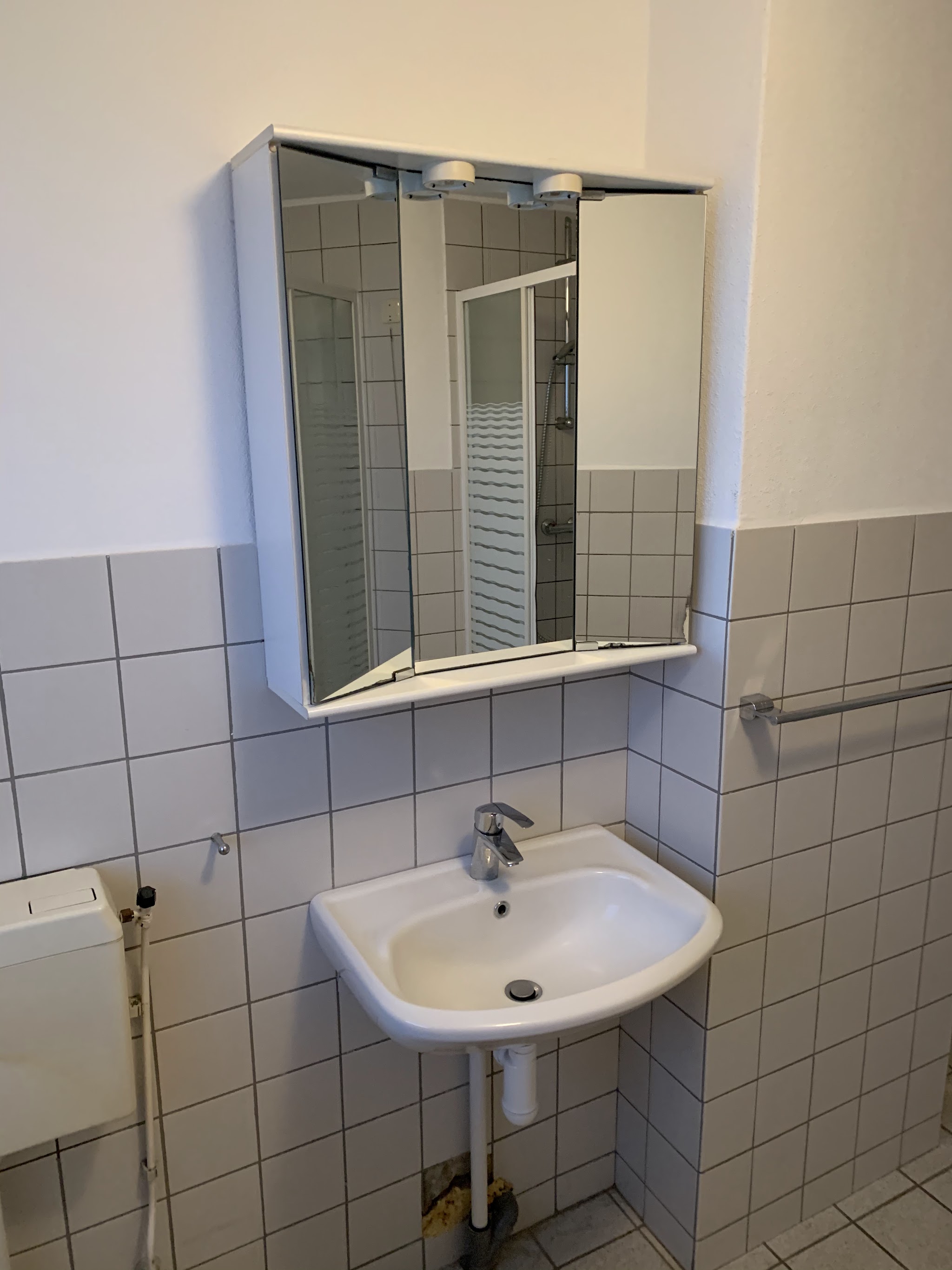 Bestaande wastafel met spiegelkast